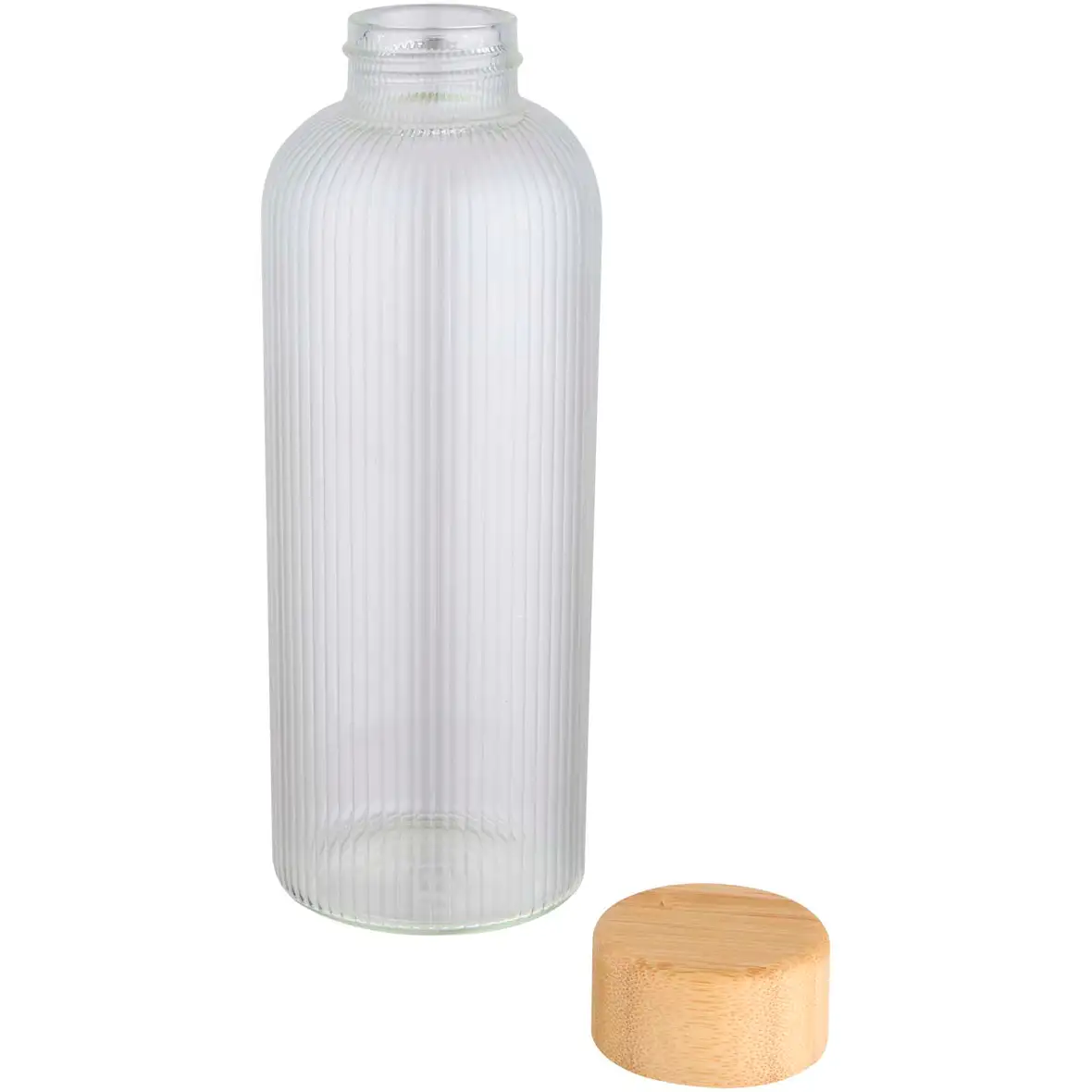 650 ml einwandige Trinkflasche aus Borosilikatglas mit Bambusdeckel – Ansicht 3