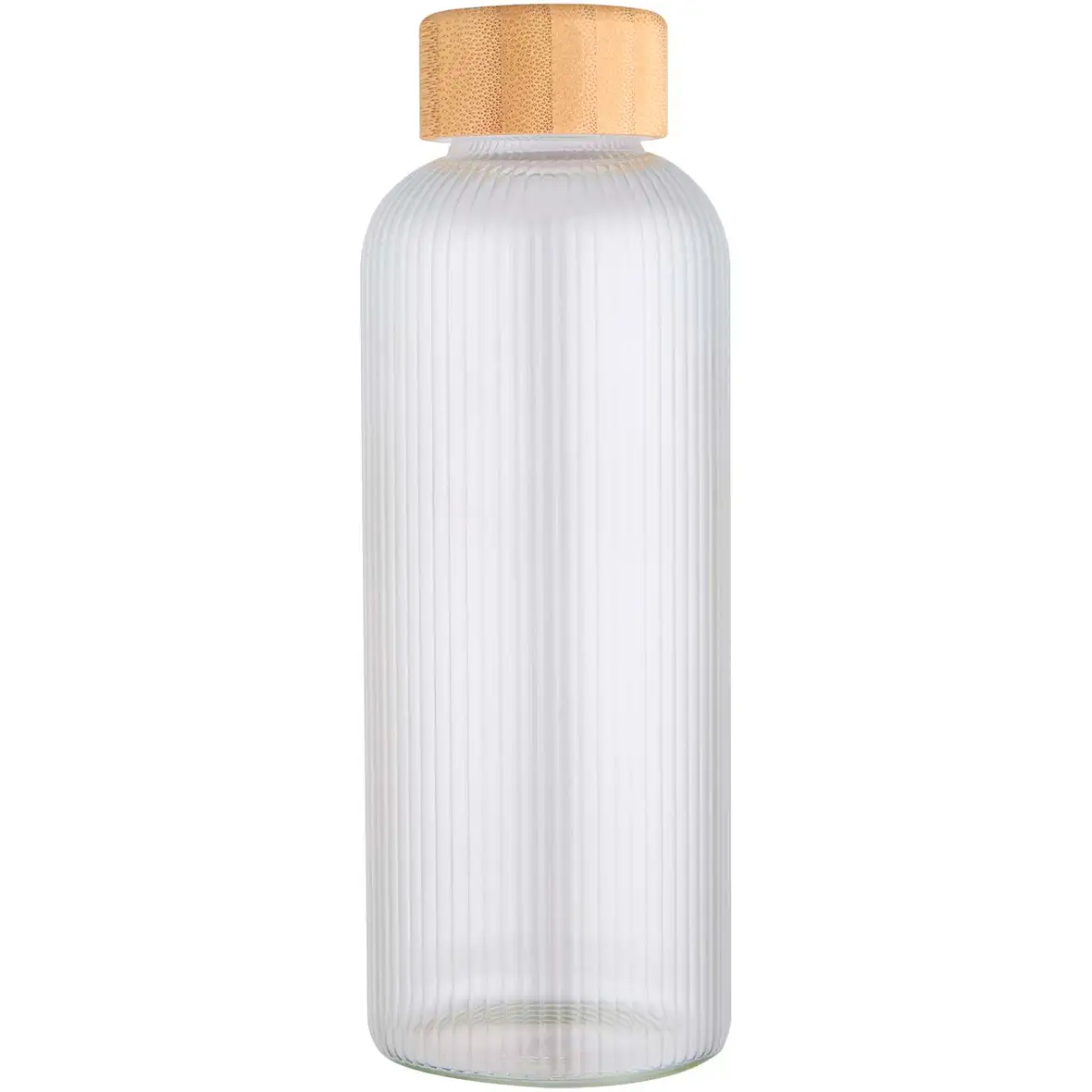 650 ml einwandige Trinkflasche aus Borosilikatglas mit Bambusdeckel – Ansicht 2