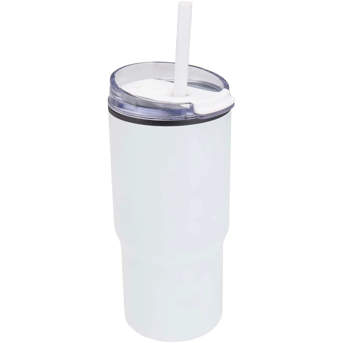 540 ml RCS Becher aus recyceltem Material, doppelwandig isoliert, mit Trinkhalm – Werbeartikel mit Logo bedrucken