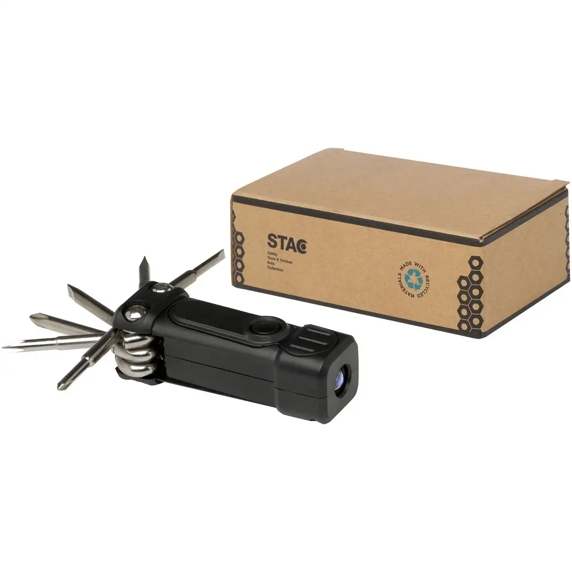 Octo 8-in-1 Schraubenzieher-Set aus recyceltem RCS Kunststoff mit Taschenlampe – Ansicht 3