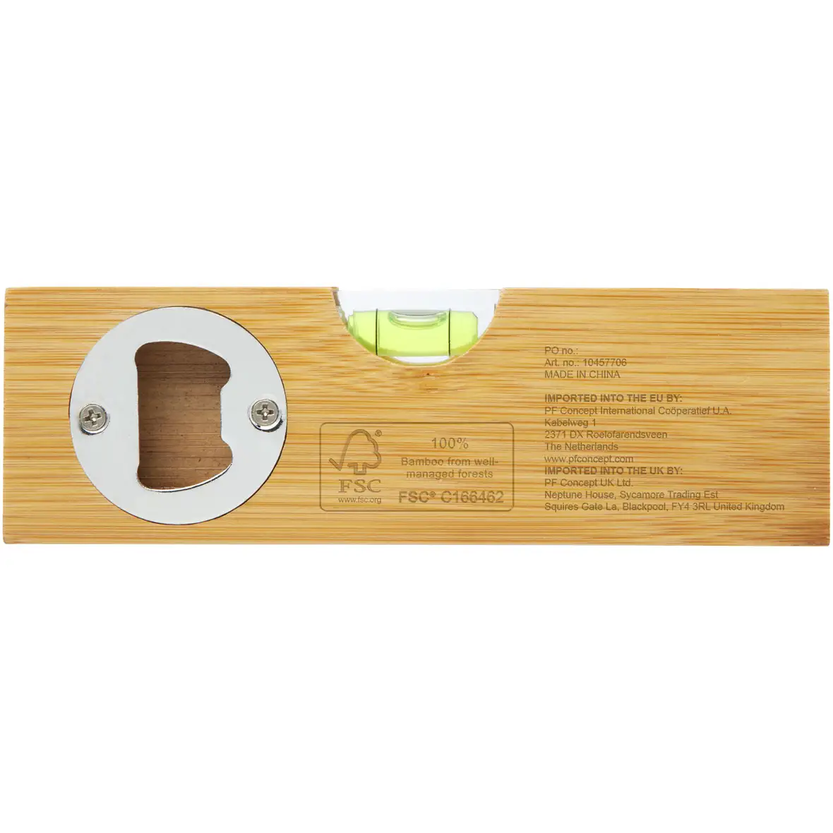 Flush Wasserwaage aus Bambus mit Flaschenöffner – Ansicht 3