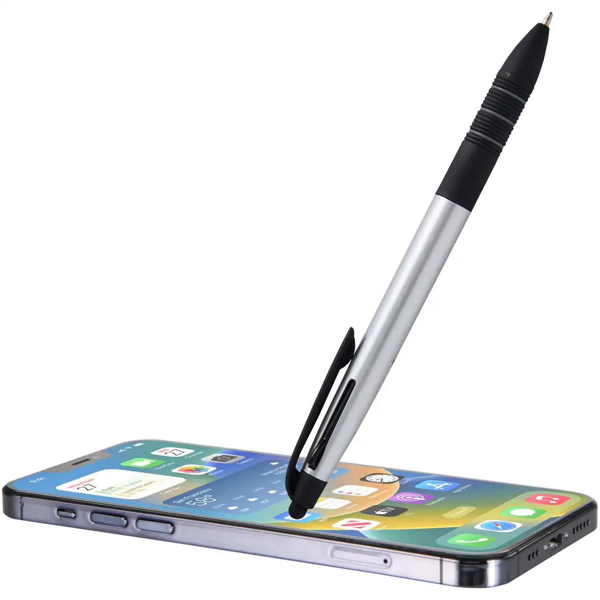 3-Farben RCS recycelter Kugelschreiber mit Stylus – Ansicht 4