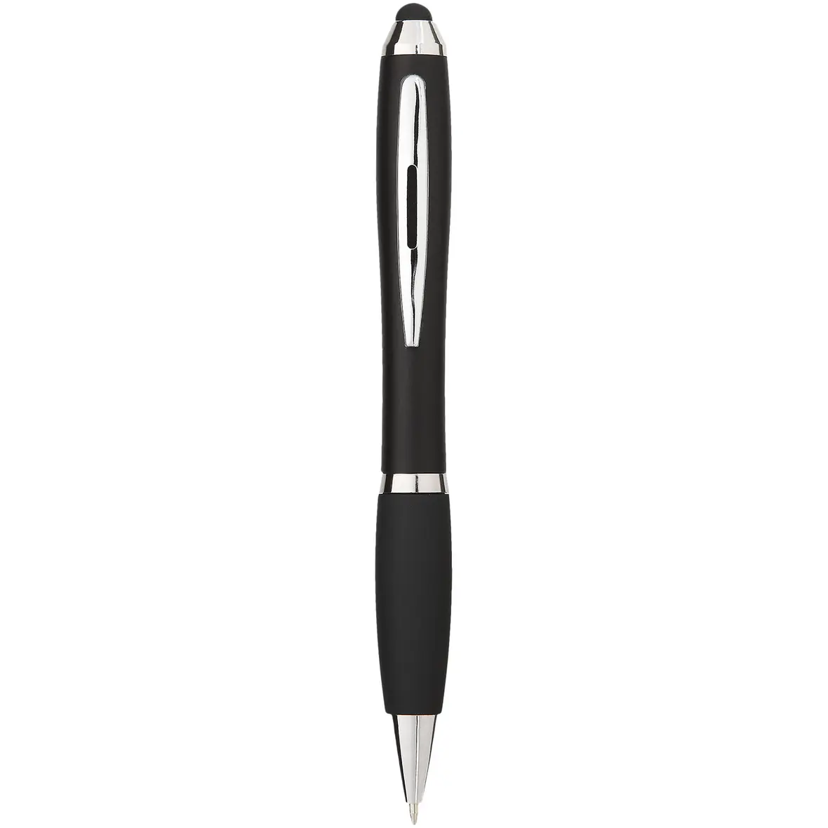 Stylus bunter Kugelschreiber mit schwarzem Griff (schwarze Mine) – Werbeartikel mit Logo bedrucken