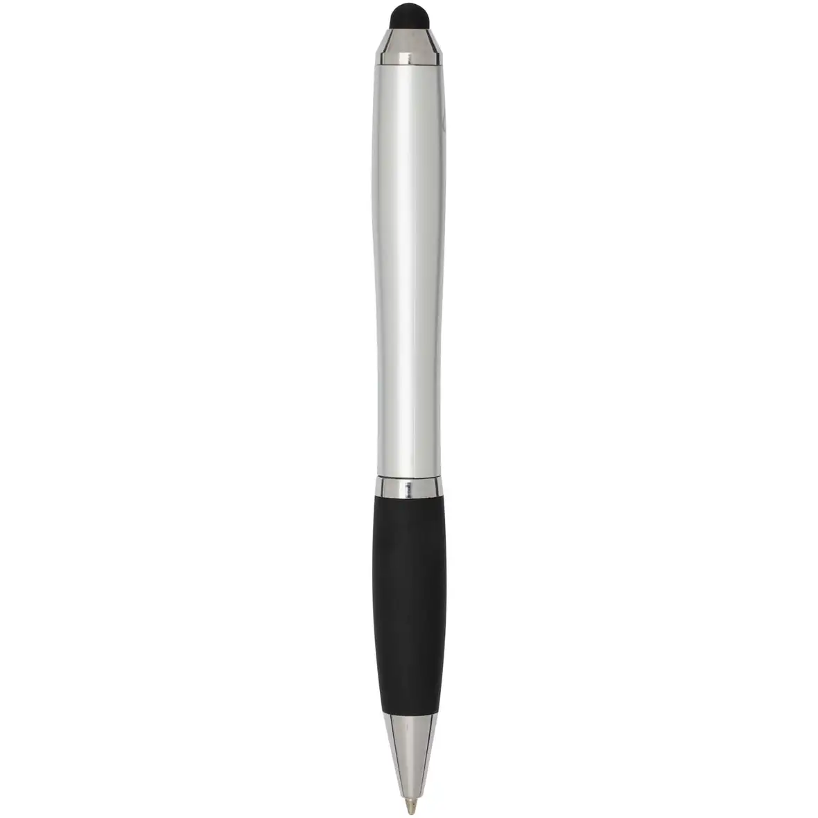 Stylus Kugelschreiber aus recyceltem Kunststoff mit farbigem Schaft und schwarzem Griff (blaue Tinte) – Ansicht 7