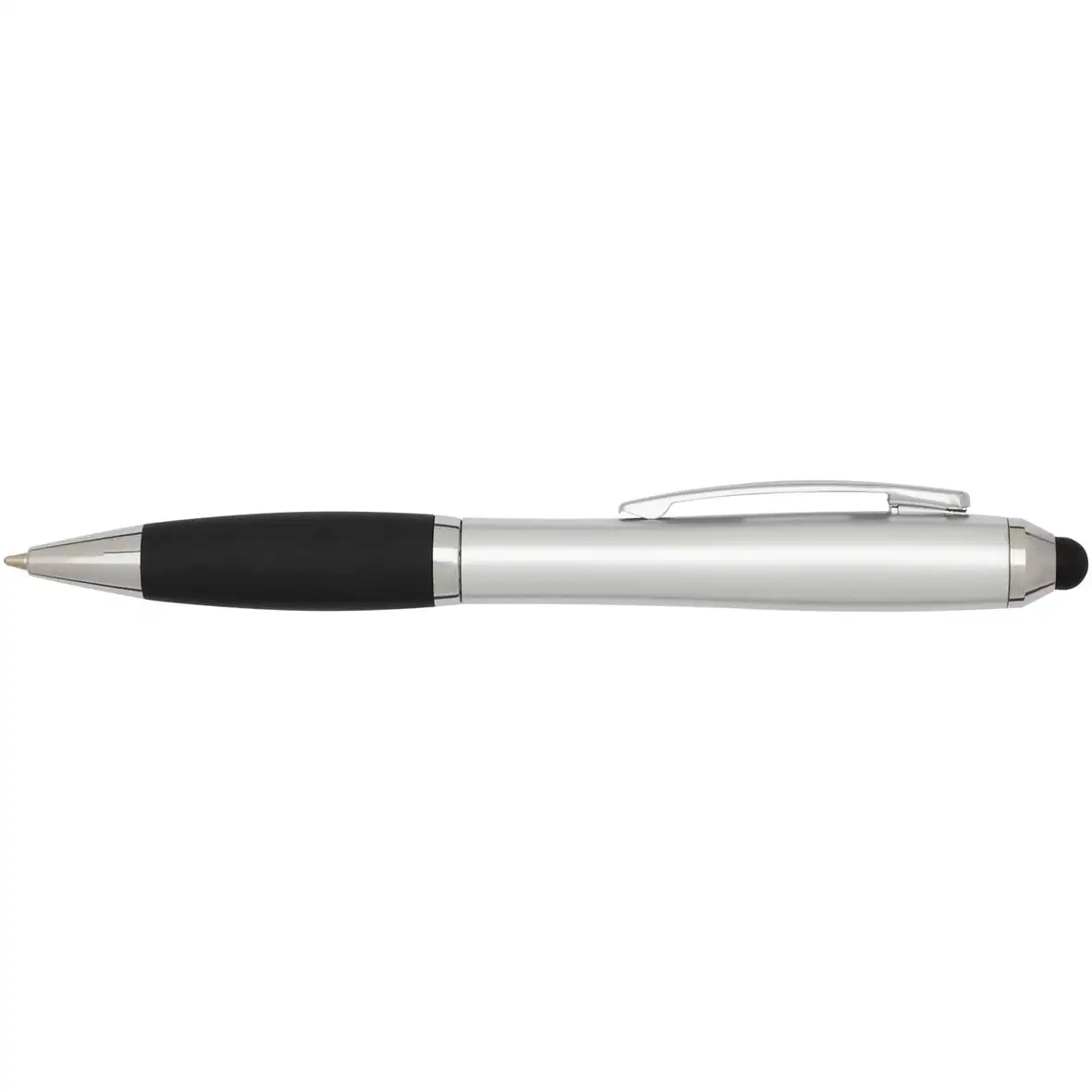 Stylus Kugelschreiber aus recyceltem Kunststoff mit farbigem Schaft und schwarzem Griff (blaue Tinte) – Ansicht 6