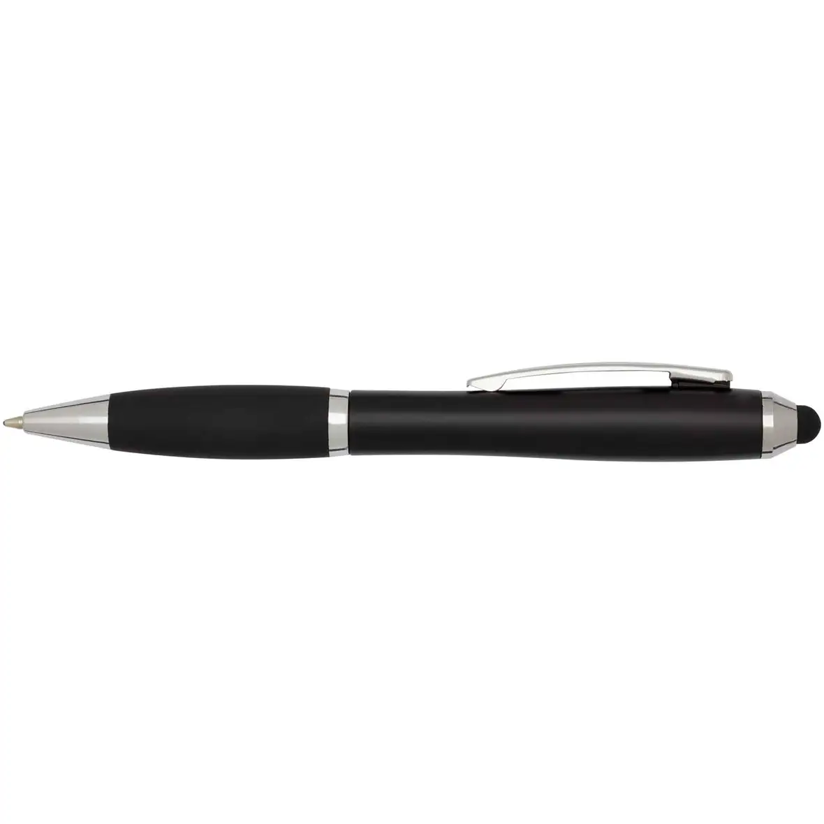 Stylus Kugelschreiber aus recyceltem Kunststoff mit farbigem Schaft und schwarzem Griff (blaue Tinte) – Ansicht 10