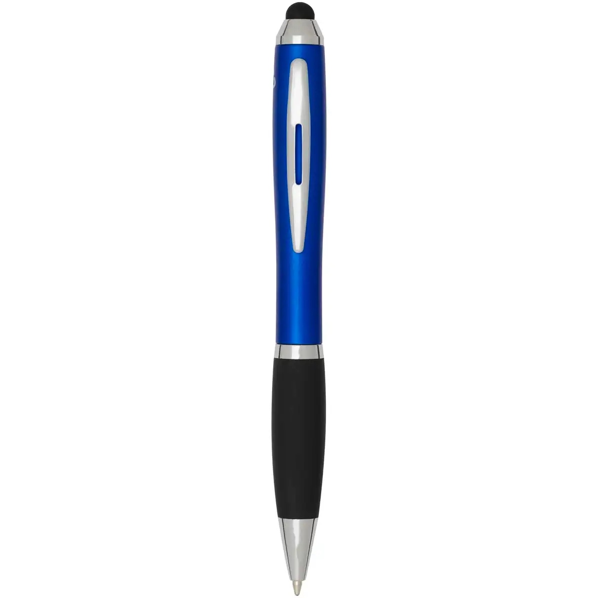 Stylus Kugelschreiber aus recyceltem Kunststoff mit farbigem Schaft und schwarzem Griff (schwarze Tinte) – Ansicht 1
