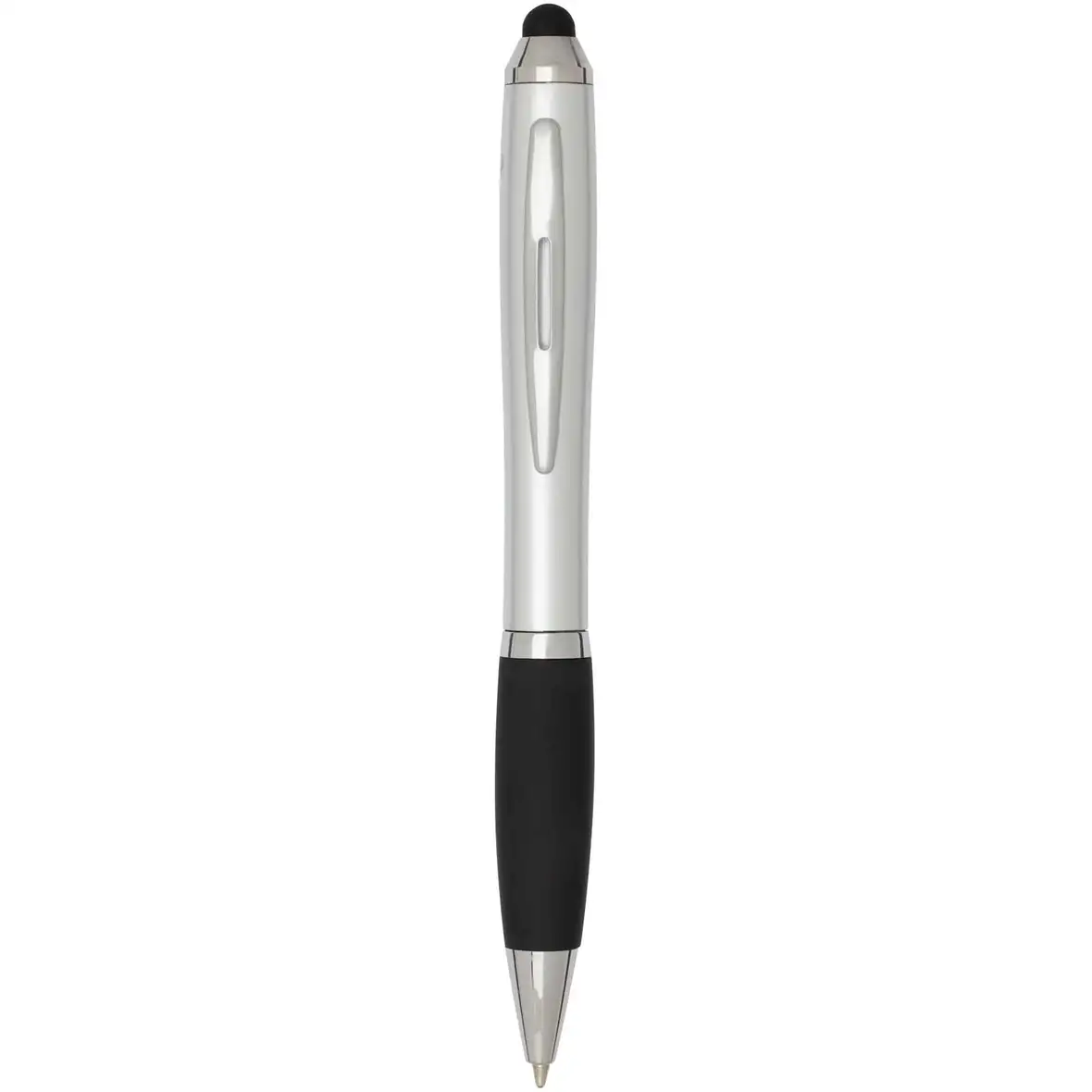 Stylus Kugelschreiber aus recyceltem Kunststoff mit farbigem Schaft und schwarzem Griff (schwarze Tinte) – Ansicht 5