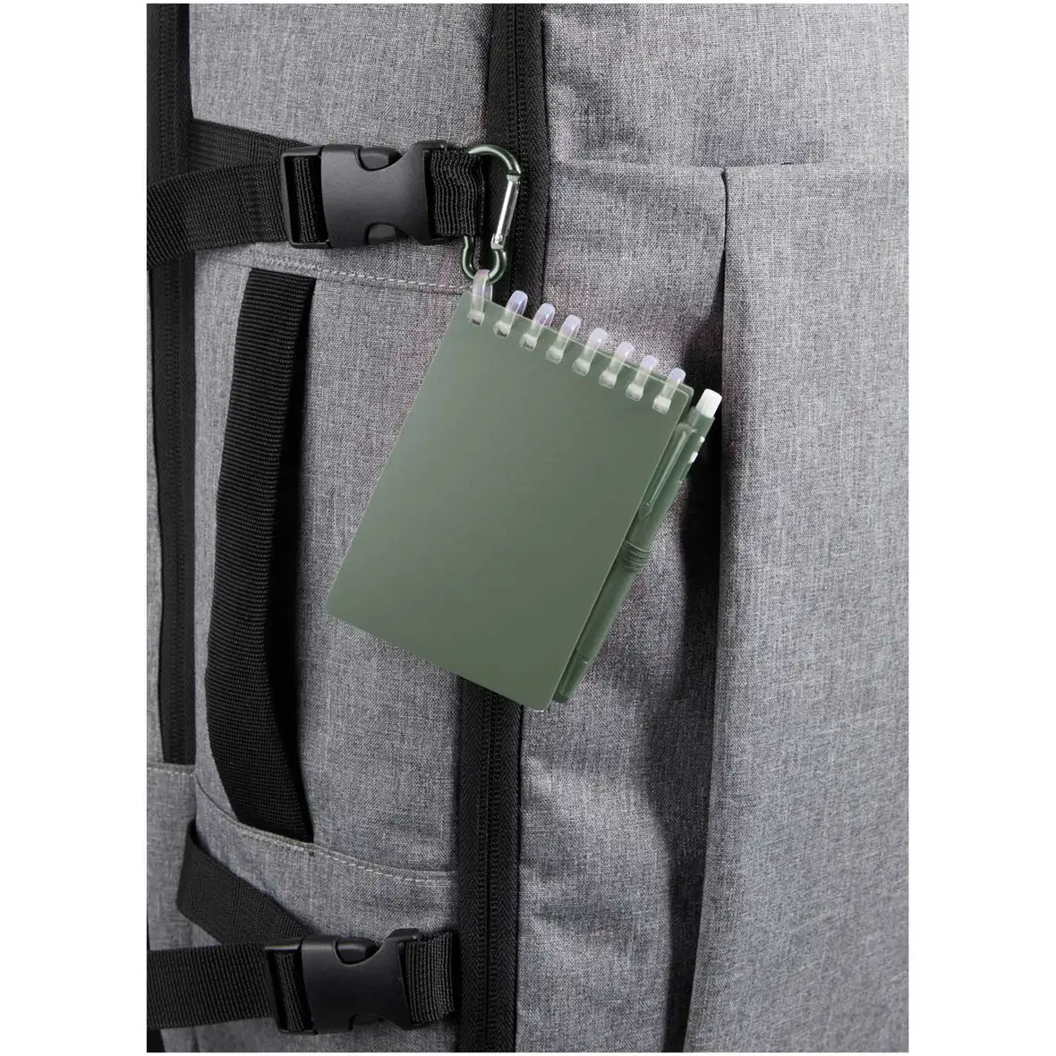 Recyceltes Outdoor-Softcover Notizbuch und Kugelschreiber Set (schwarze Mine) – Ansicht 23