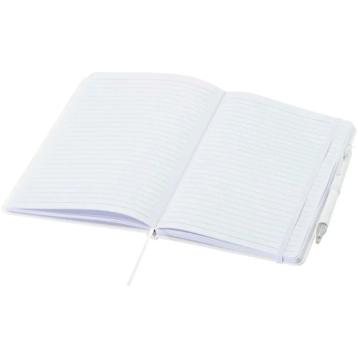 Set A5 Hardcover Notizbuch aus Recyclingpapier und einem Kugelschreiber – Ansicht 4