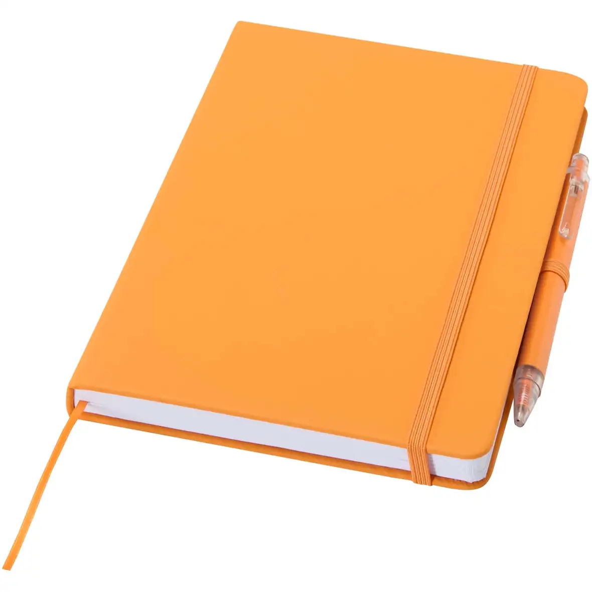 Set A5 Hardcover Notizbuch aus Recyclingpapier und einem Kugelschreiber – Ansicht 9