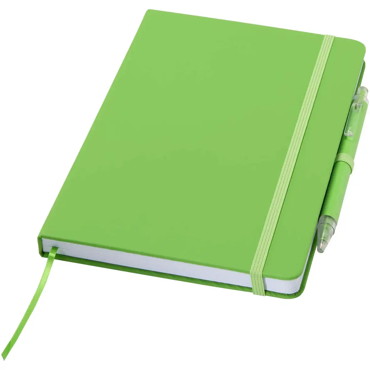 Set A5 Hardcover Notizbuch aus Recyclingpapier und einem Kugelschreiber – Ansicht 25