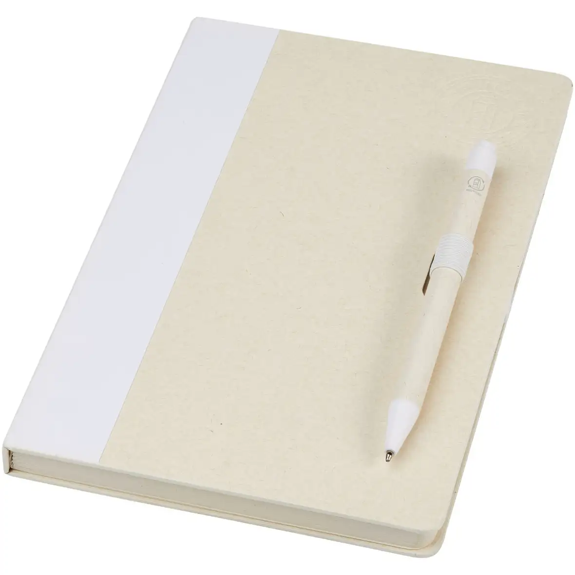 Notizbuch und Kugelschreiber-Set aus recyceltem Milchkarton – Ansicht 1