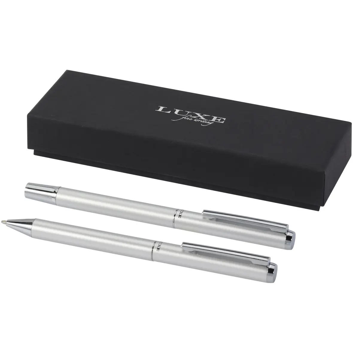 Set mit Kugelschreiber und Tintenroller aus recyceltem Aluminium (schwarze Mine)