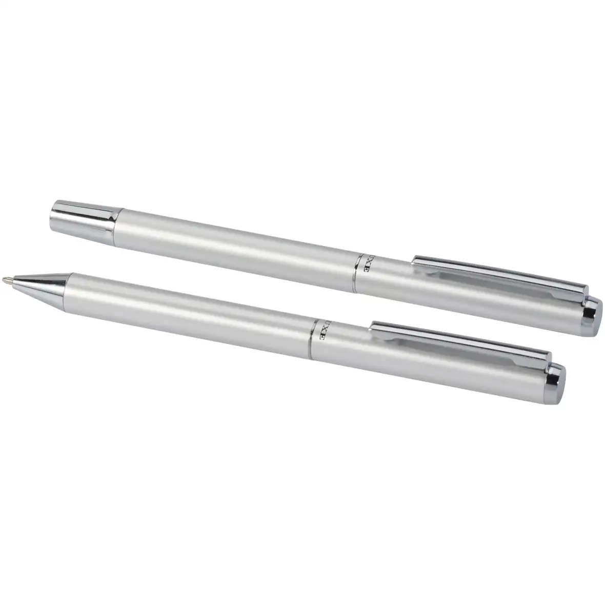 Set mit Kugelschreiber und Tintenroller aus recyceltem Aluminium (schwarze Mine) – Ansicht 4