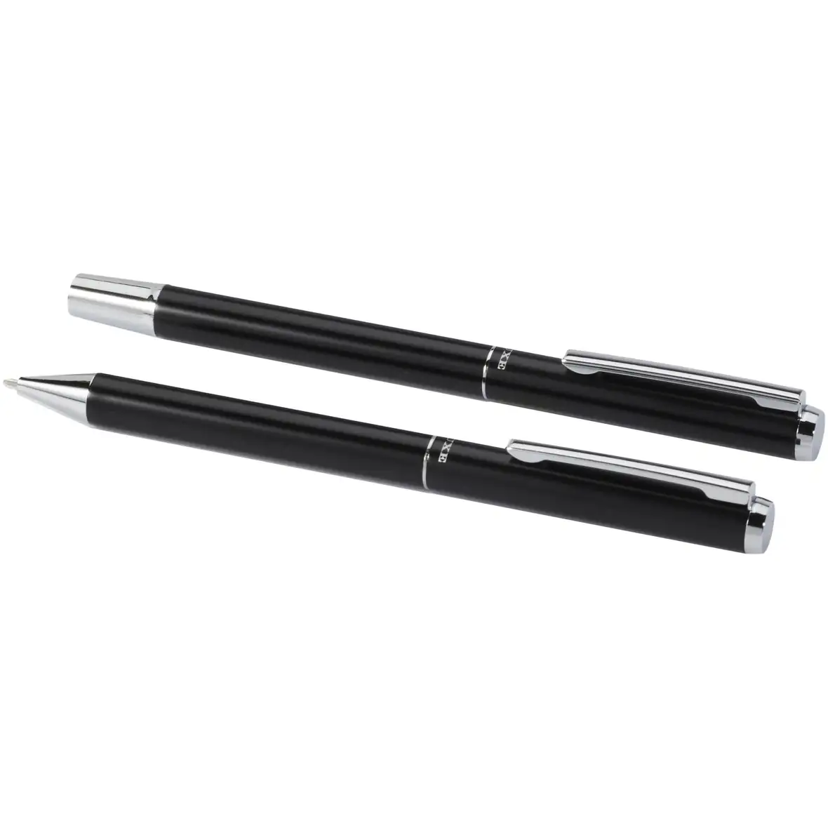 Set mit Kugelschreiber und Tintenroller aus recyceltem Aluminium (schwarze Mine) – Ansicht 8