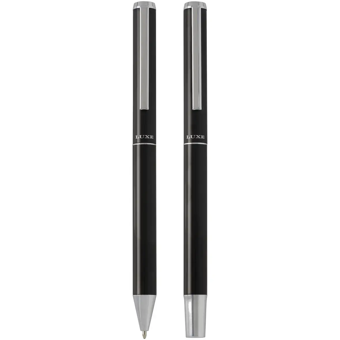 Set mit Kugelschreiber und Tintenroller aus recyceltem Aluminium (schwarze Mine) – Ansicht 6