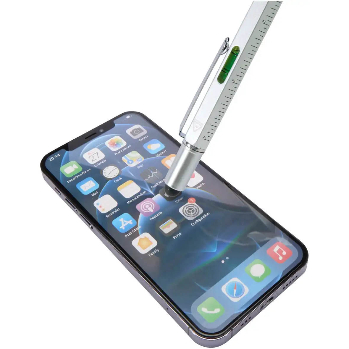 Multifunktionsstift aus recyceltem Aluminium (schwarze Mine) – Ansicht 6