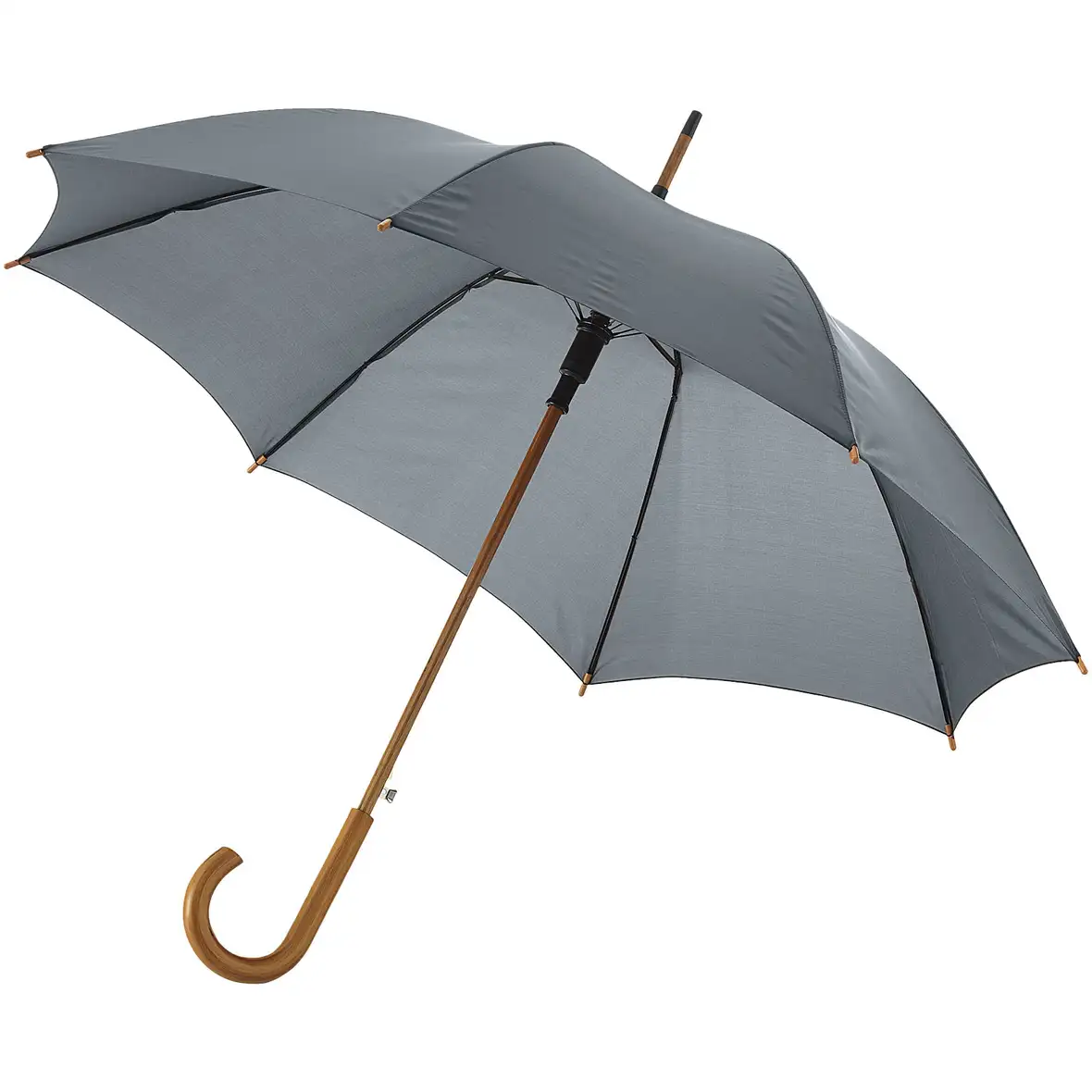 23" Automatikregenschirm mit Holzstange und -griff – Ansicht 5