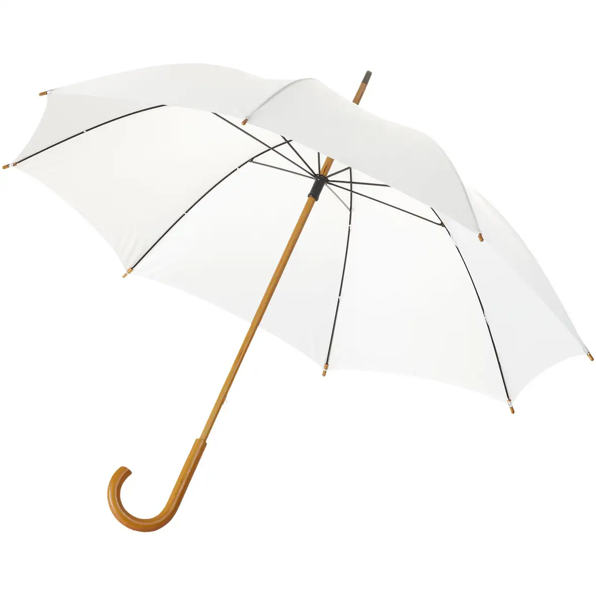 23" Regenschirm mit Holzstange und -griff – Ansicht 1