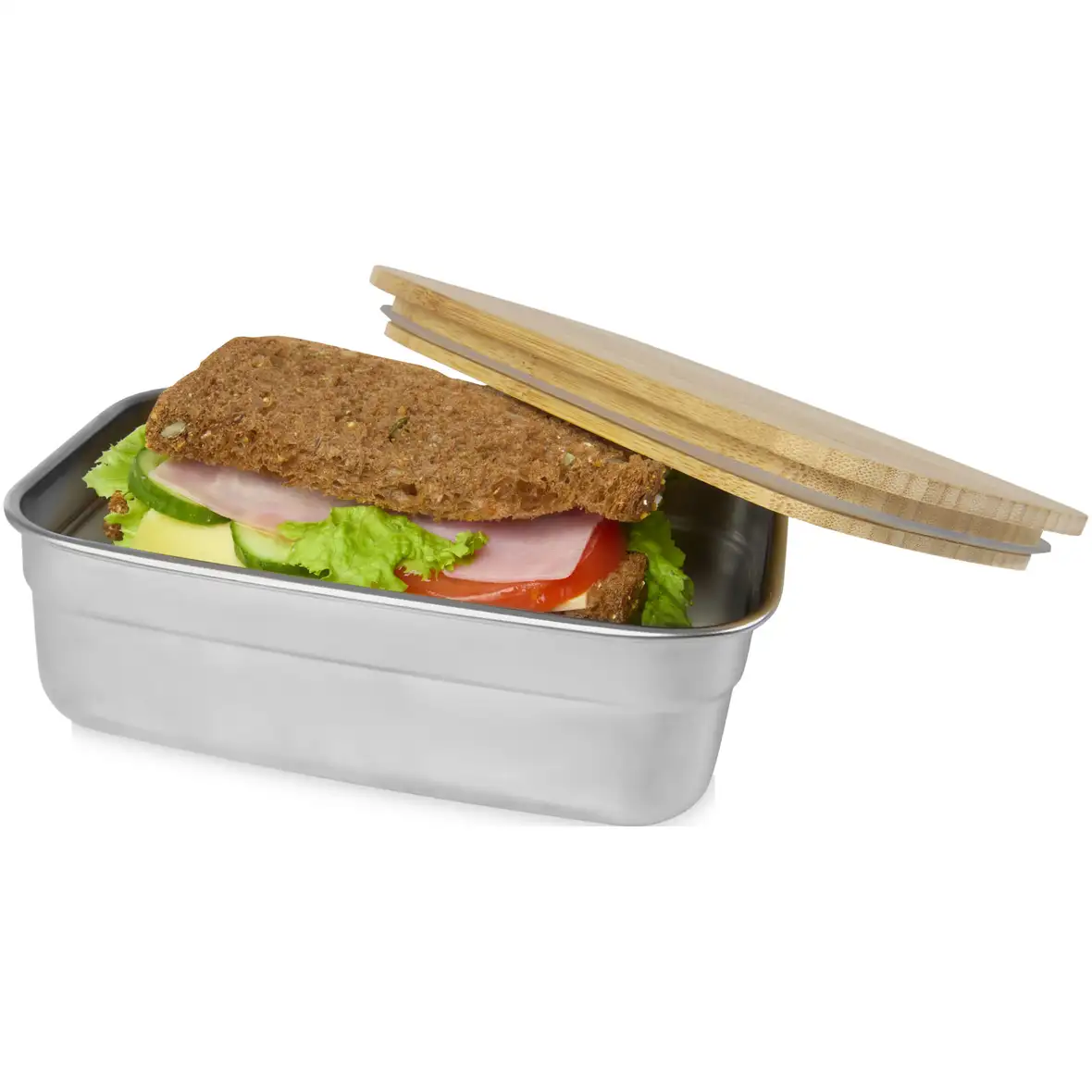 700 ml Lunchbox aus Edelstahl mit Bambusdeckel – Ansicht 3