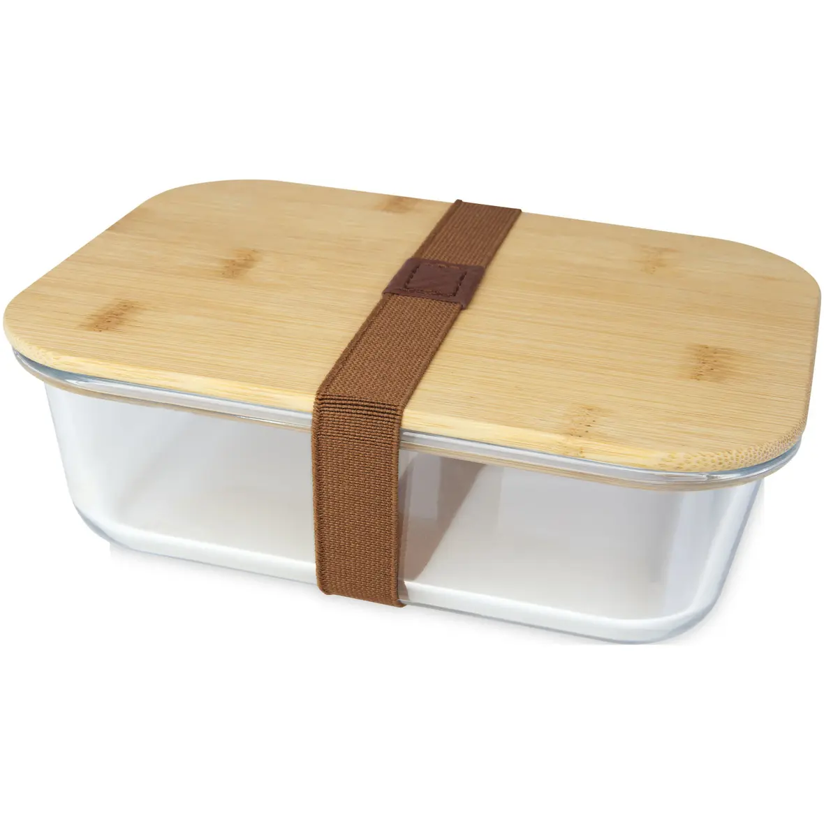 1000 ml Glas Lunchbox mit Bambusdeckel – Werbeartikel mit Logo bedrucken