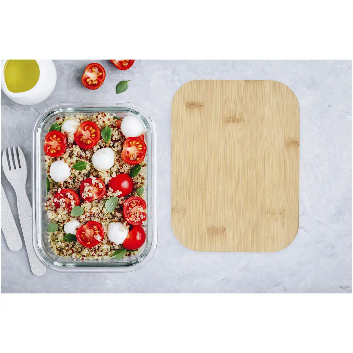 1000 ml Glas Lunchbox mit Bambusdeckel – Ansicht 4