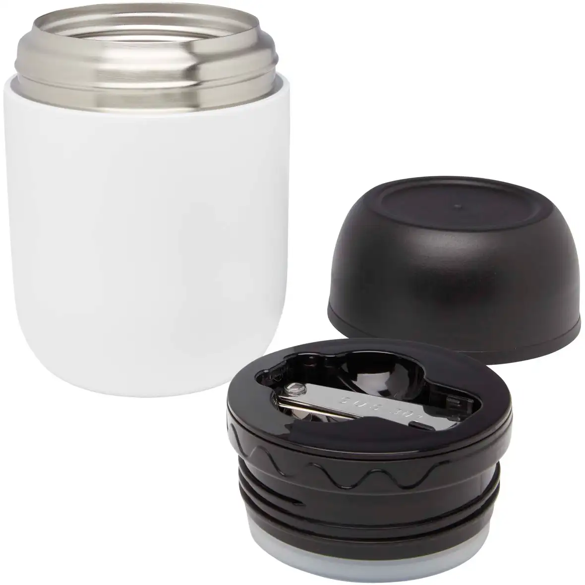 480 ml doppelwandiger Lunchpot aus recyceltem Edelstahl mit faltbarem Löffel – Ansicht 4