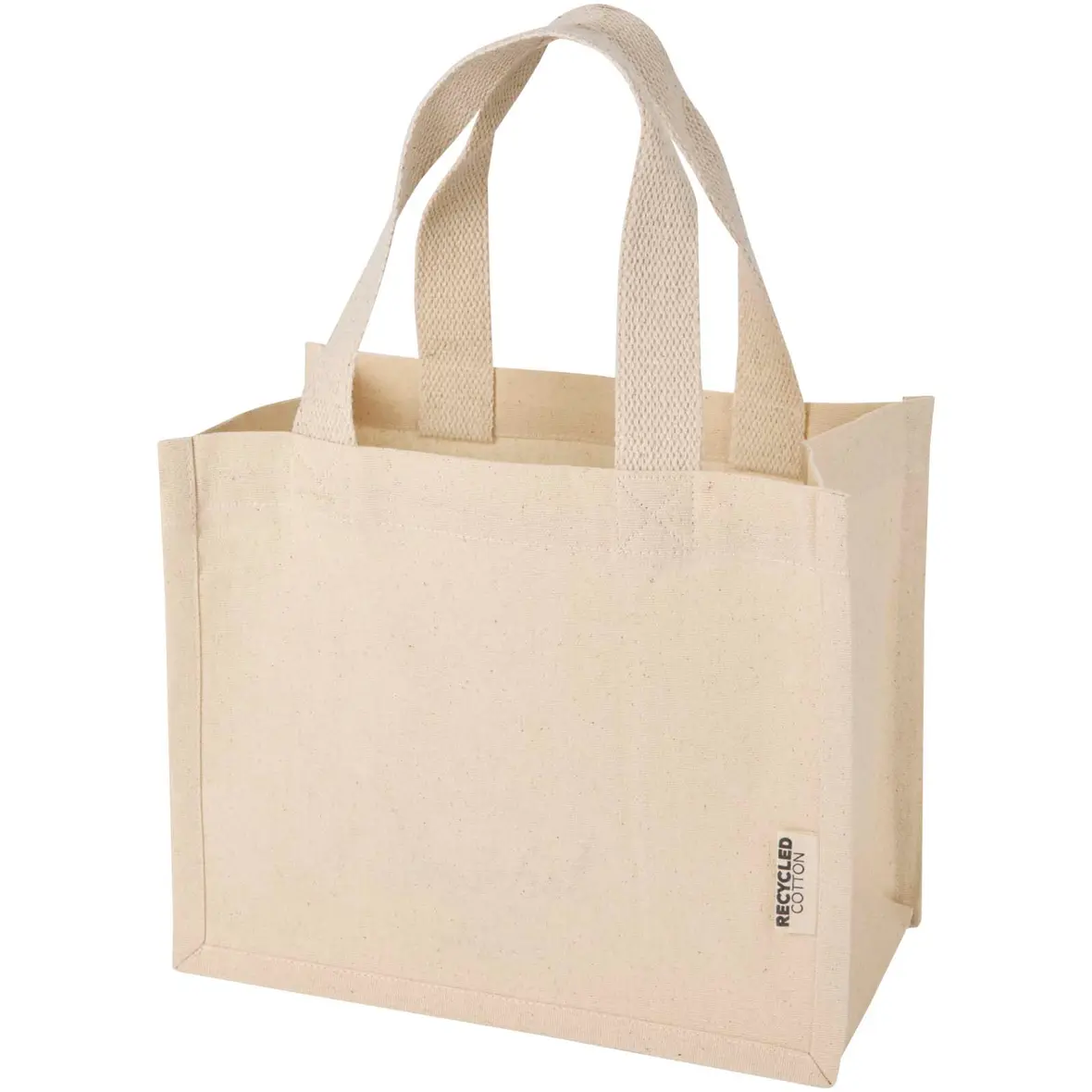 Mini-Tragetasche mit Bodenfalte aus 220 g/m² GRS Recyclingbaumwolle 9L – Werbeartikel mit Logo bedrucken