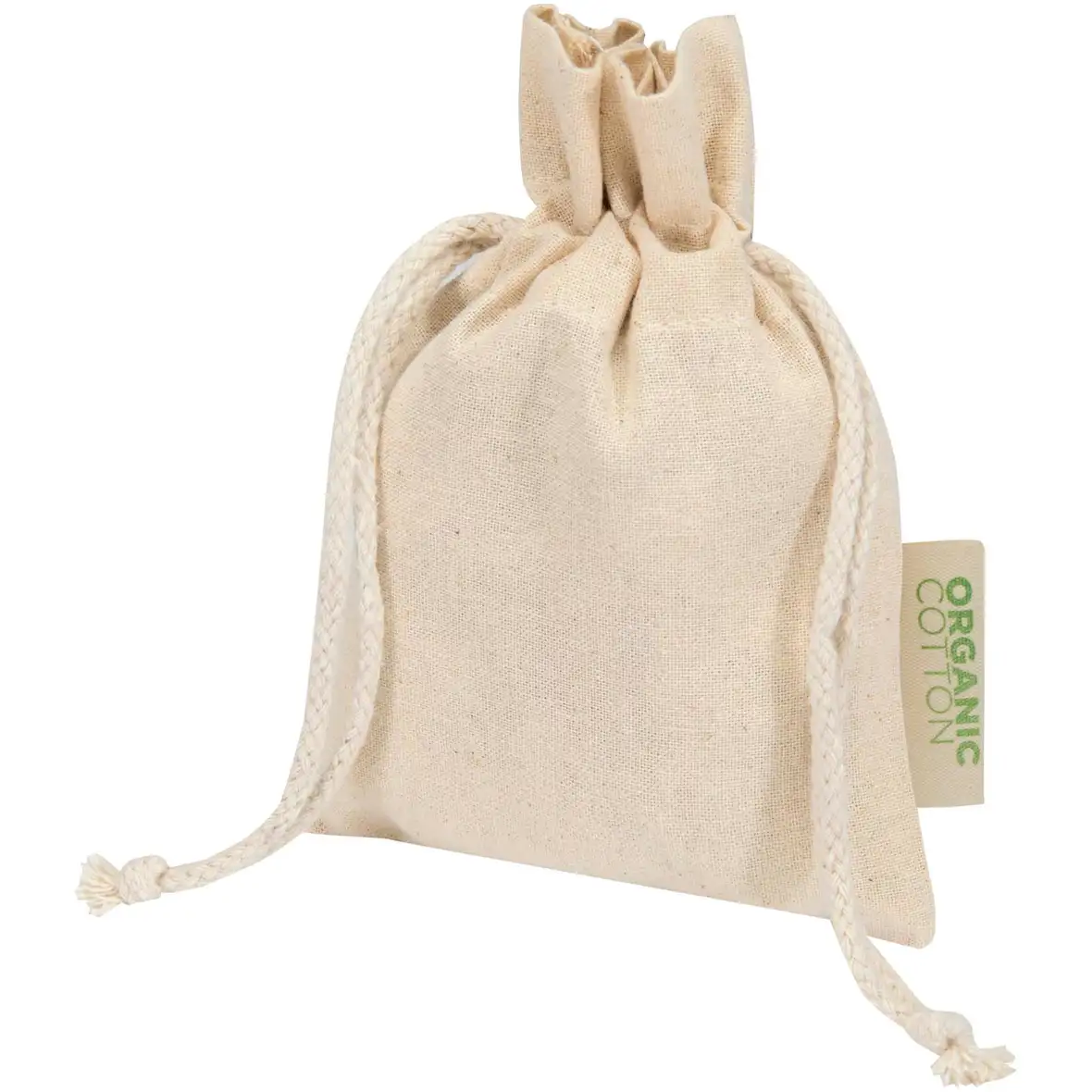 140 g/m² OCS Bio Zuziehbeutel – 15 × 10 cm – Ansicht 1