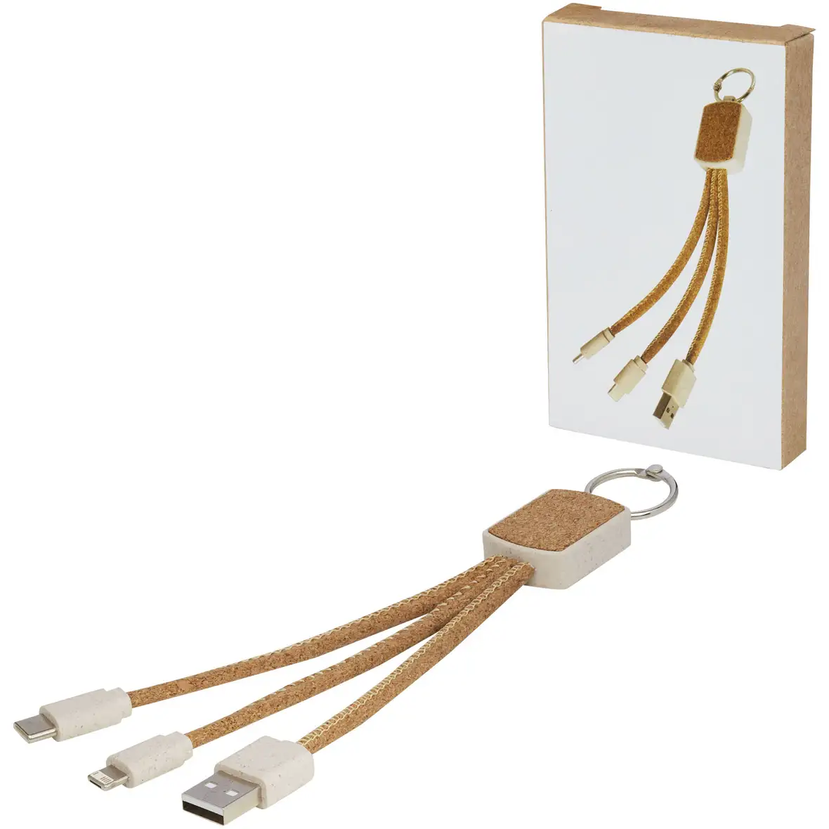 Weizenstroh und Kork 3-in-1 Ladekabel – Ansicht 4