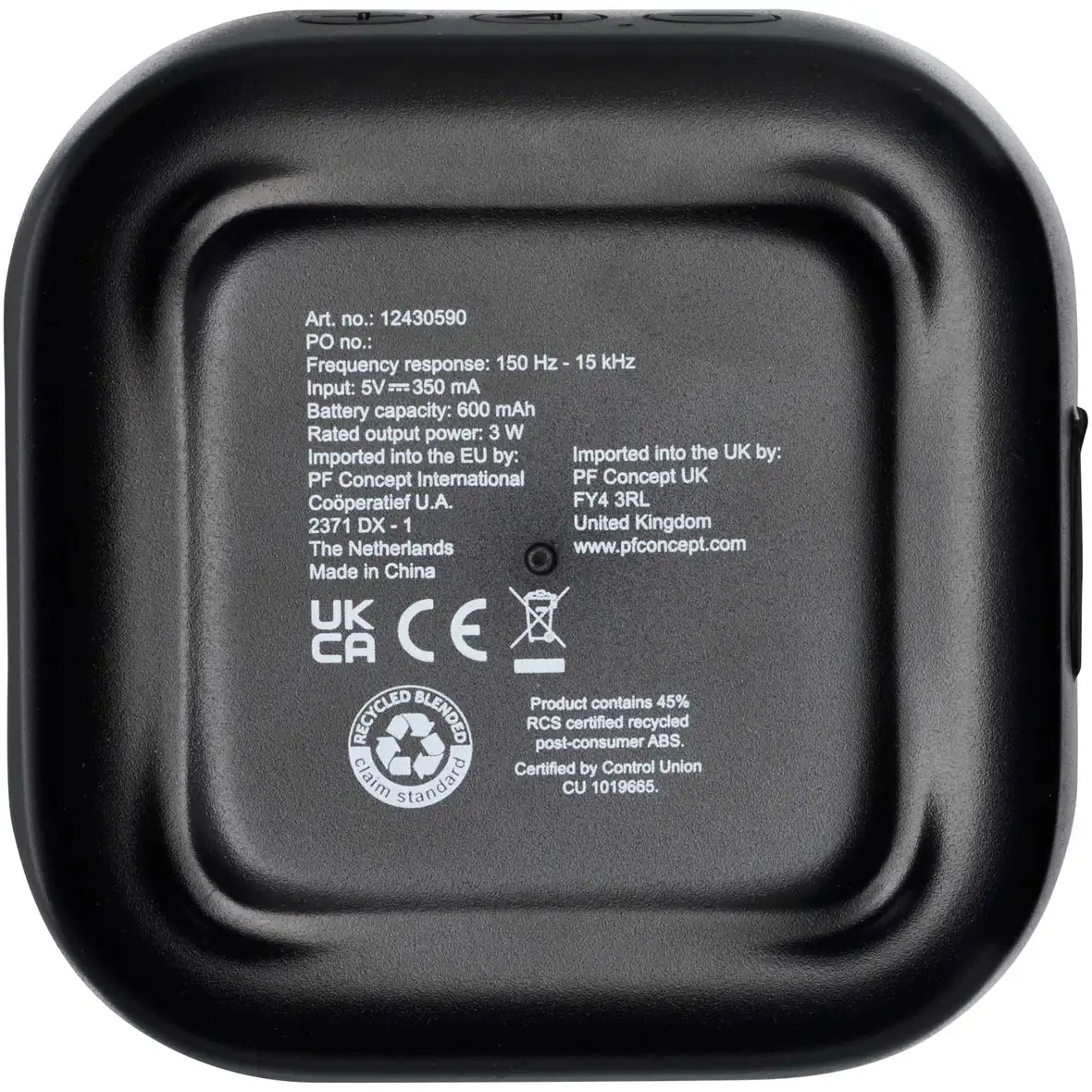 2.0 3 W Mini-Bluetooth®-Lautsprecher aus recyceltem RCS Kunststoff – Ansicht 3