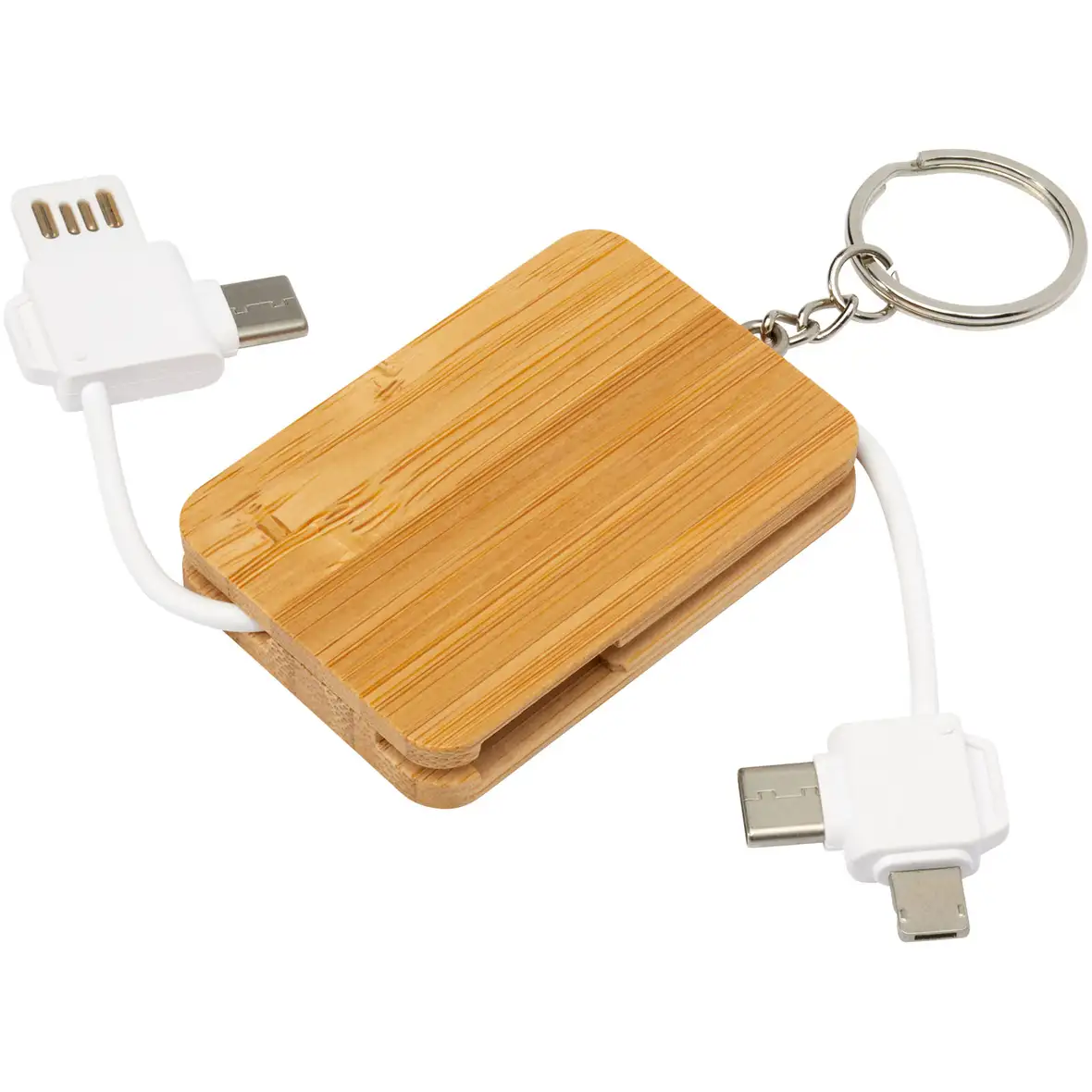 6-in-1 Ladekabel mit einziehbarem Schlüsselring – Ansicht 1
