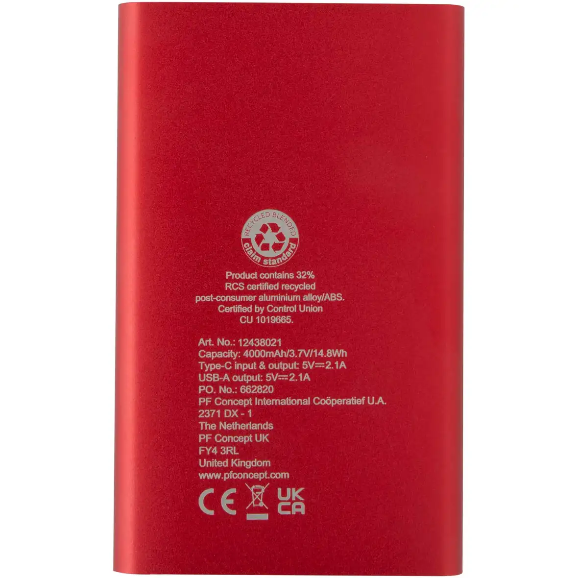 4000 mAh Type-C Powerbank aus recyceltem Aluminium – Ansicht 3