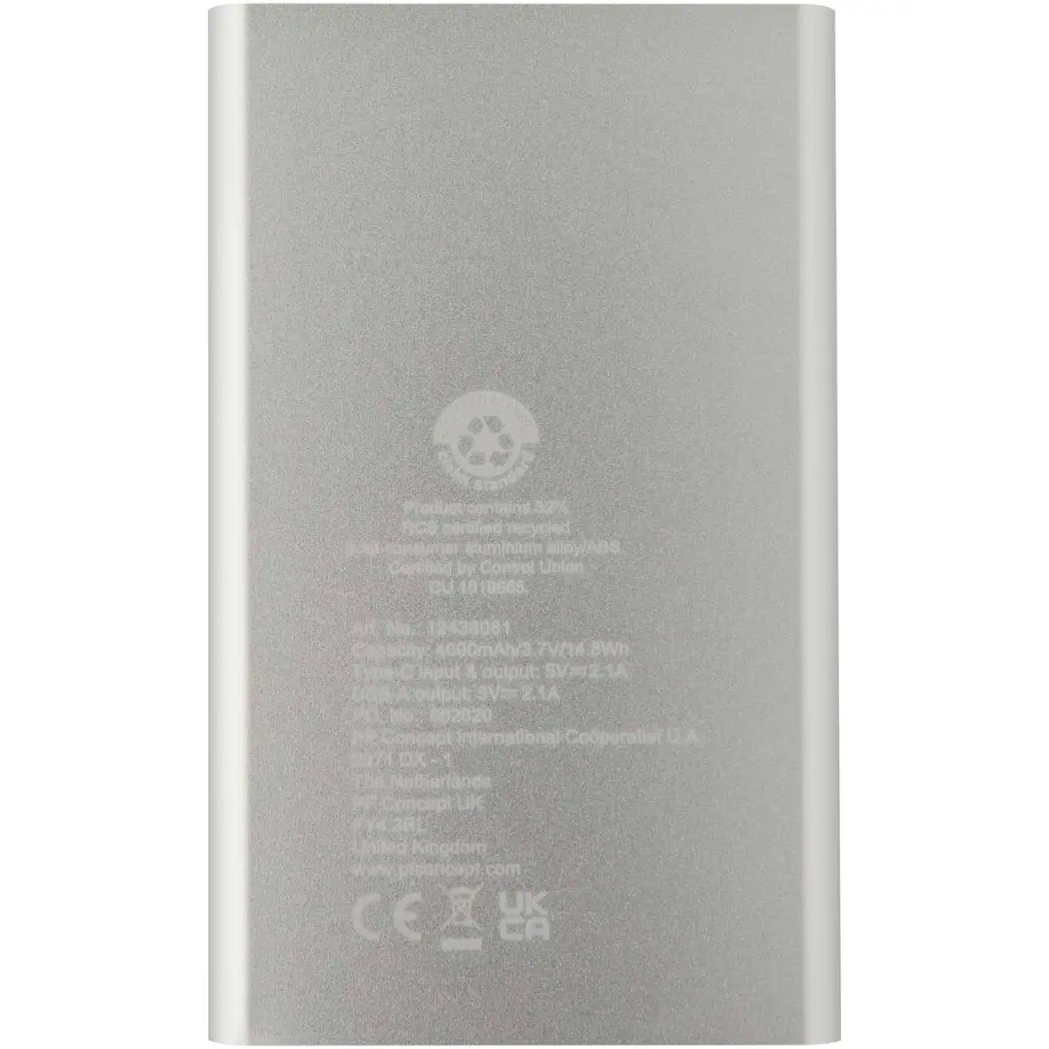 4000 mAh Type-C Powerbank aus recyceltem Aluminium – Ansicht 15