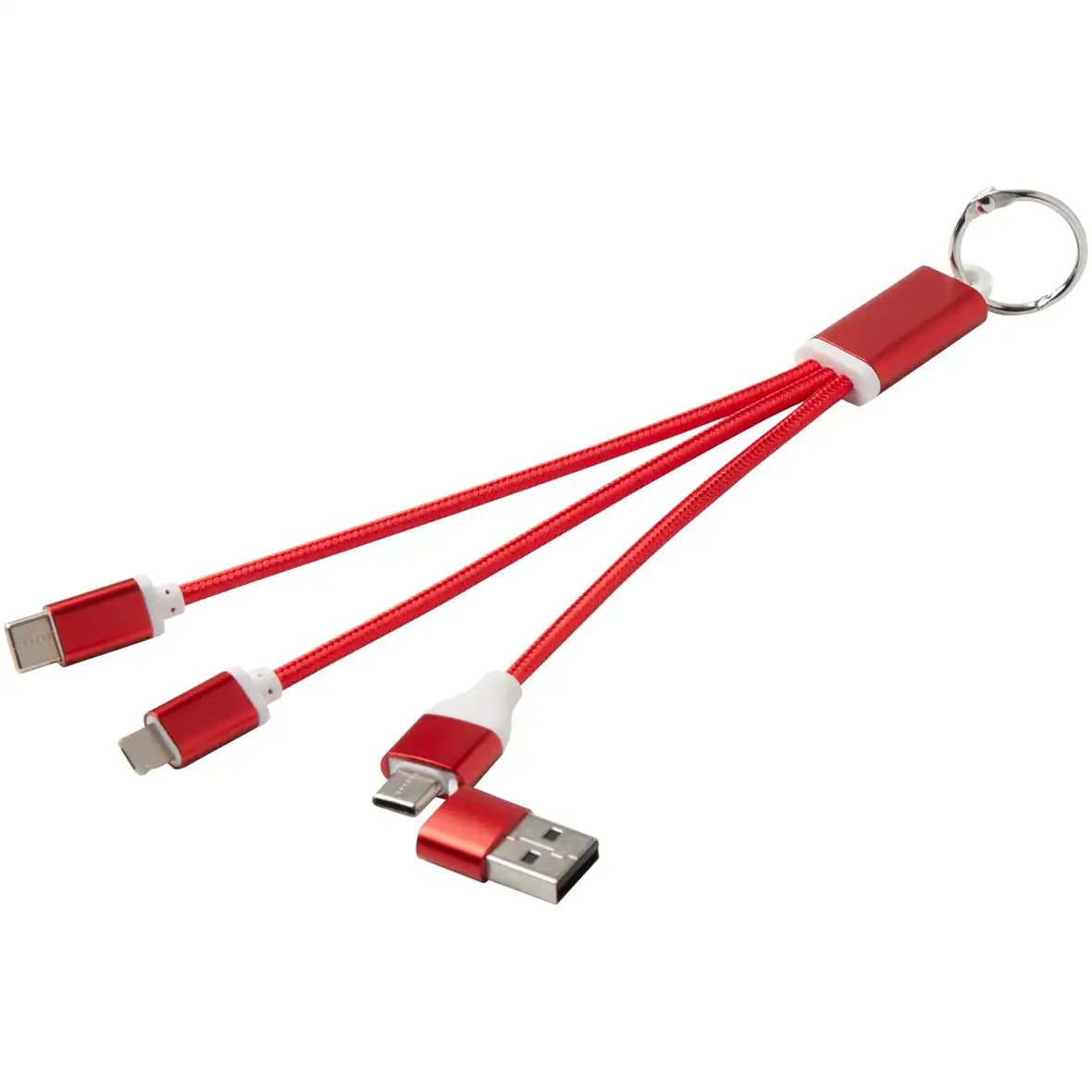 4-in-1 Ladekabel aus recyceltem Aluminium mit Schlüsselanhänger – Ansicht 5
