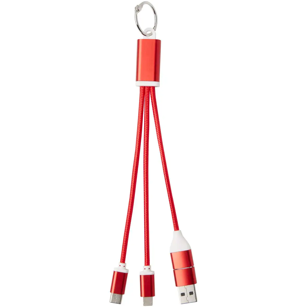 4-in-1 Ladekabel aus recyceltem Aluminium mit Schlüsselanhänger – Ansicht 2