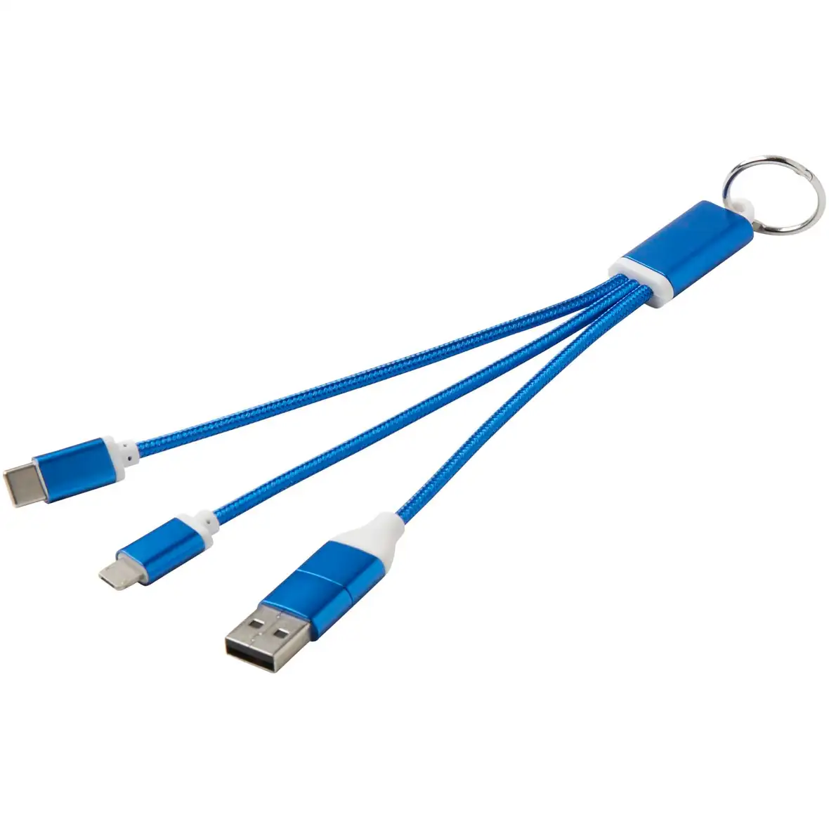 4-in-1 Ladekabel aus recyceltem Aluminium mit Schlüsselanhänger – Ansicht 6