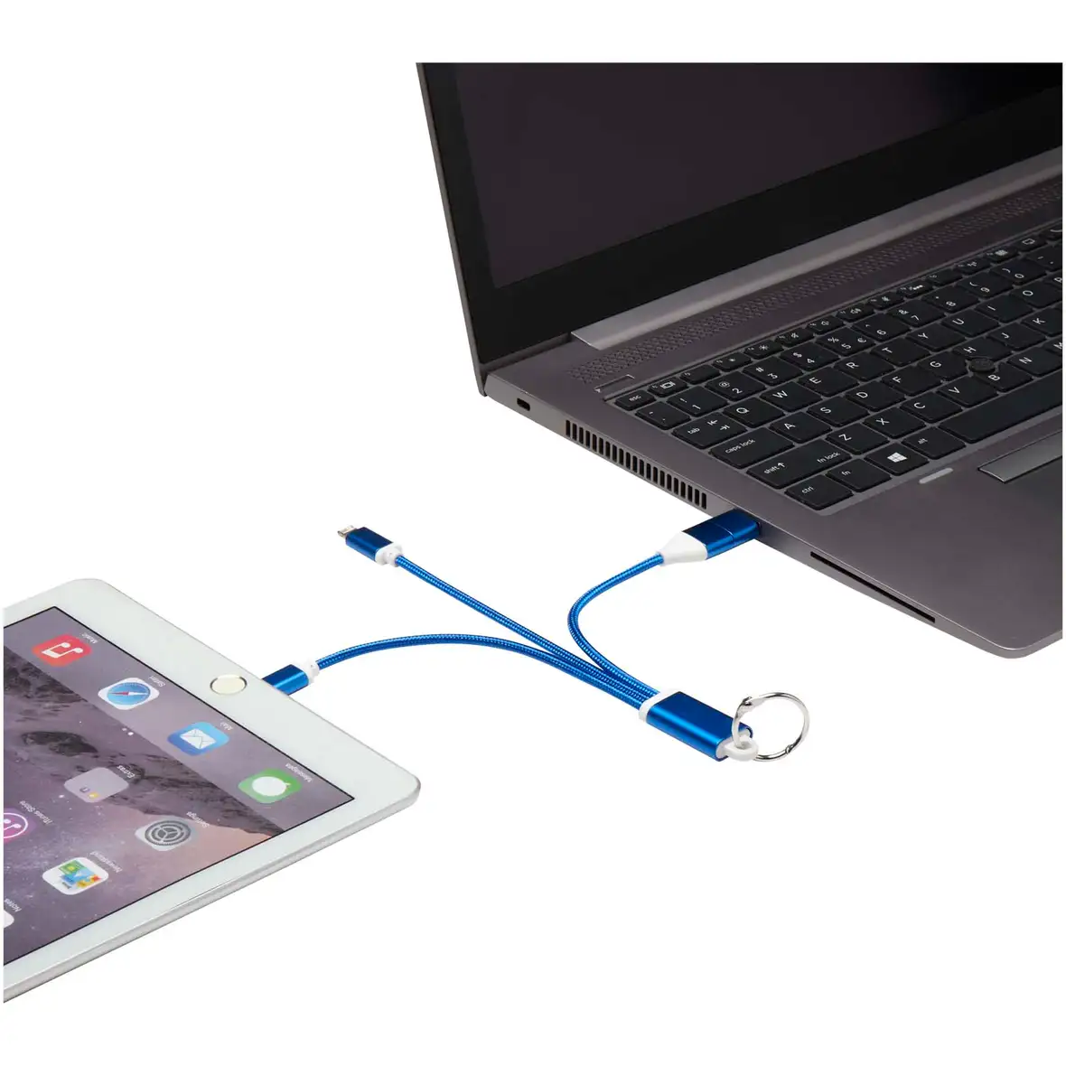 4-in-1 Ladekabel aus recyceltem Aluminium mit Schlüsselanhänger – Ansicht 8