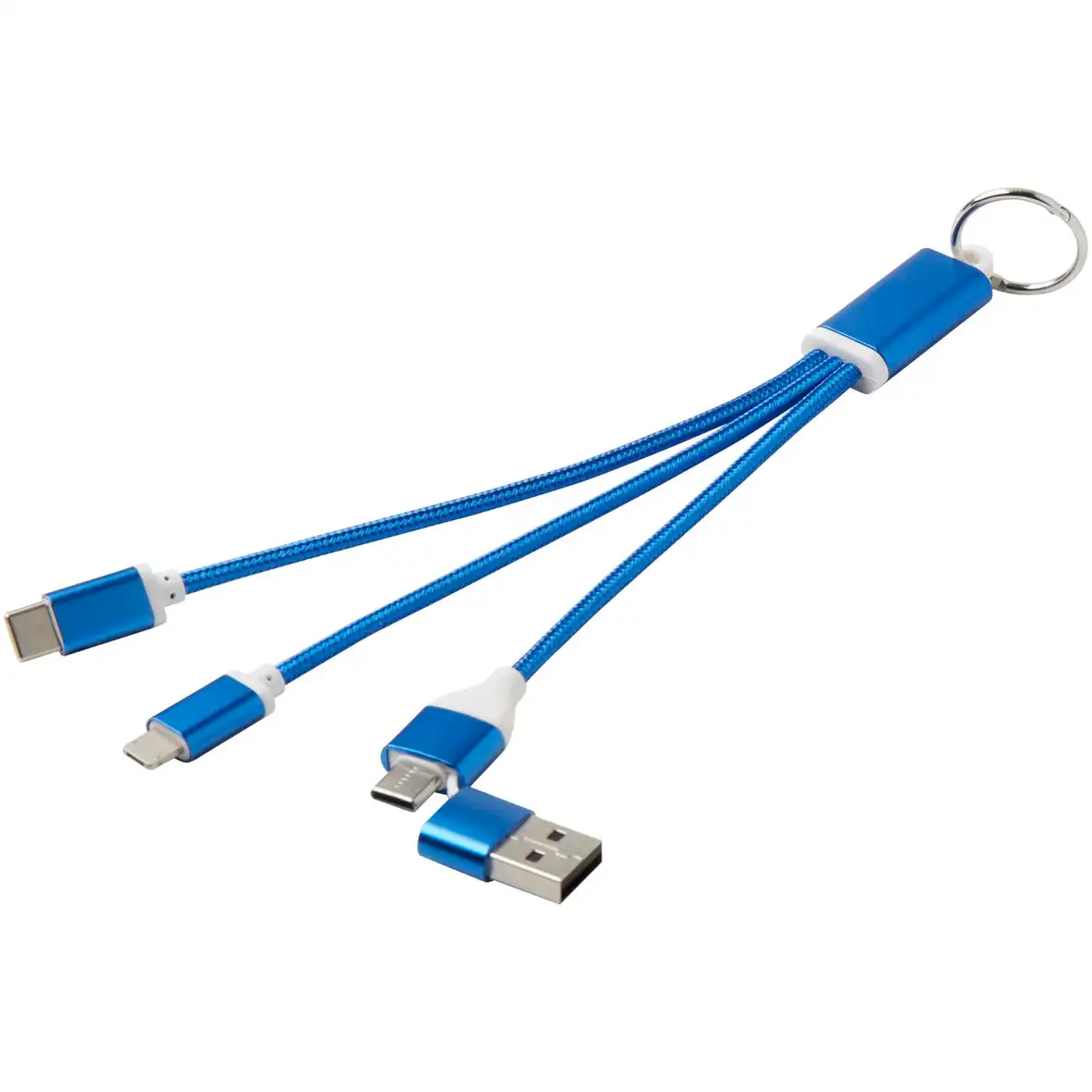 4-in-1 Ladekabel aus recyceltem Aluminium mit Schlüsselanhänger – Ansicht 10