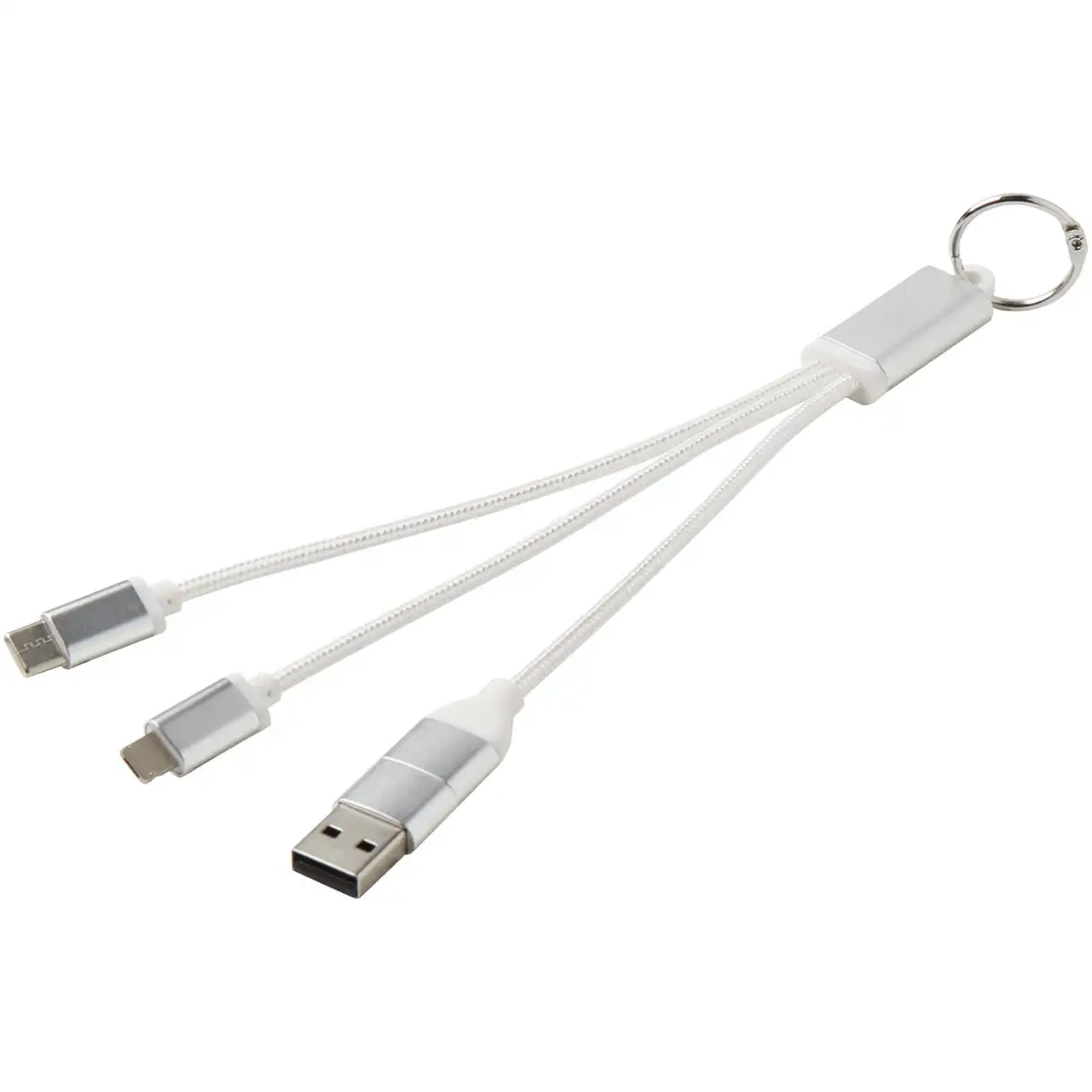 4-in-1 Ladekabel aus recyceltem Aluminium mit Schlüsselanhänger – Ansicht 11