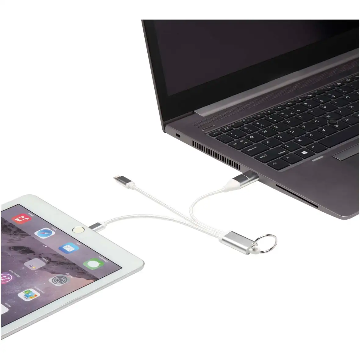 4-in-1 Ladekabel aus recyceltem Aluminium mit Schlüsselanhänger – Ansicht 13