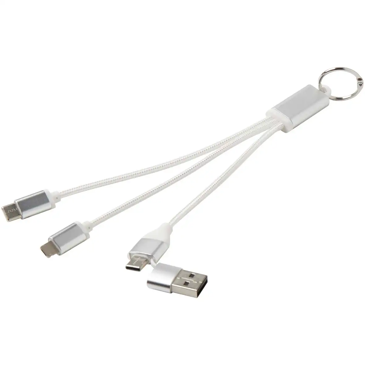 4-in-1 Ladekabel aus recyceltem Aluminium mit Schlüsselanhänger – Ansicht 15