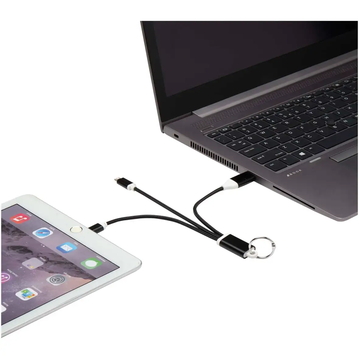 4-in-1 Ladekabel aus recyceltem Aluminium mit Schlüsselanhänger – Ansicht 18