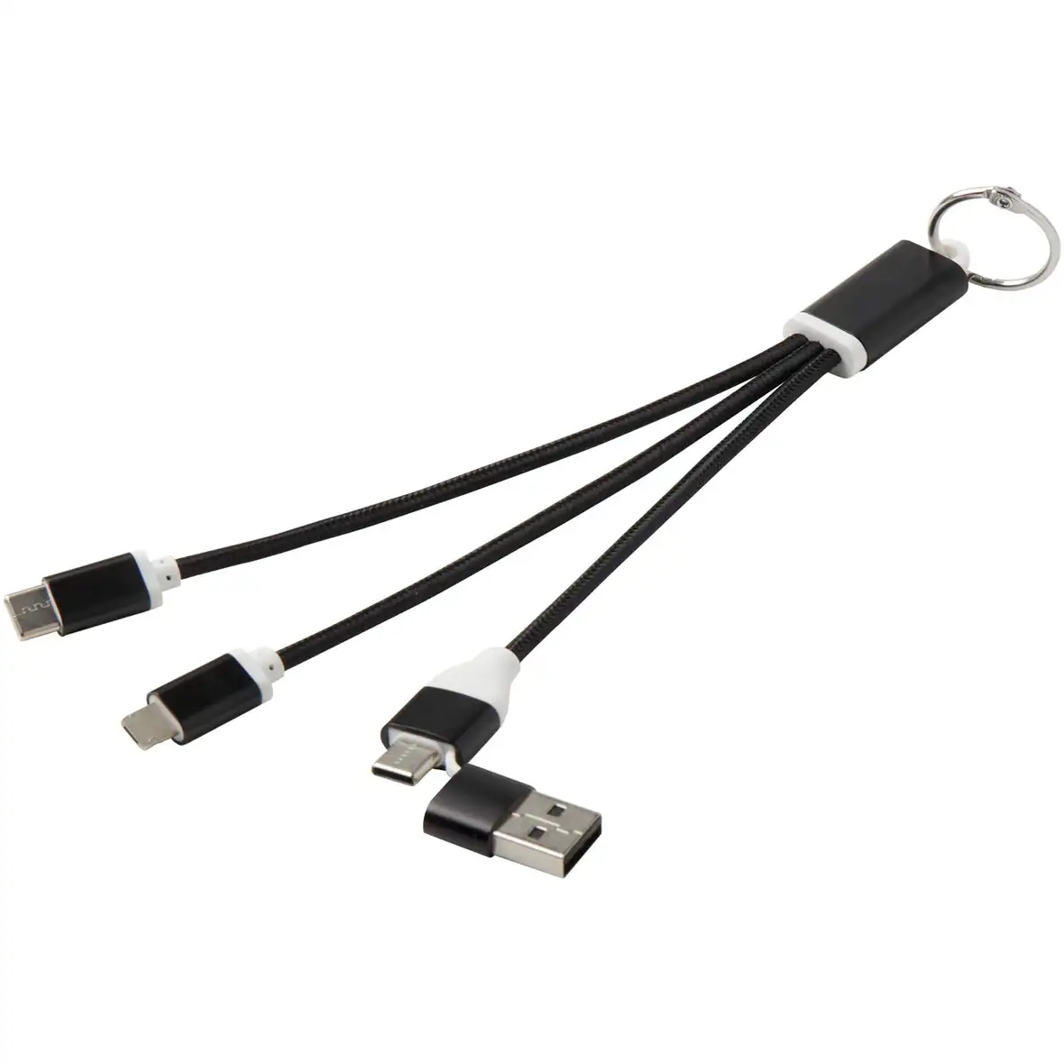 4-in-1 Ladekabel aus recyceltem Aluminium mit Schlüsselanhänger – Ansicht 20