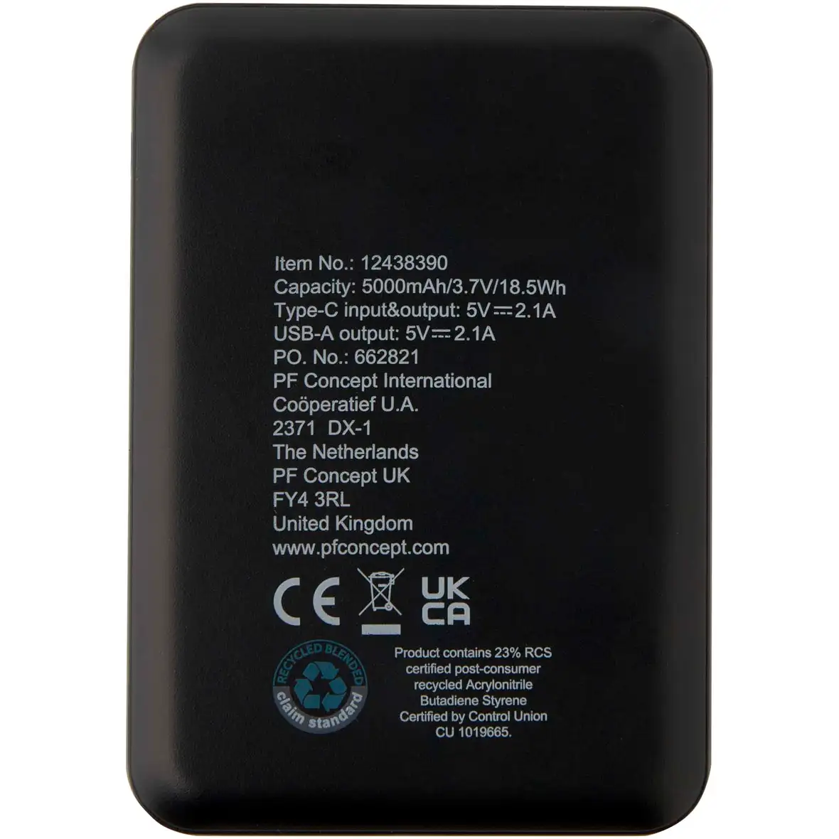 5000 mAh Typ-C Powerbank aus recyceltem Kunststoff – Ansicht 15