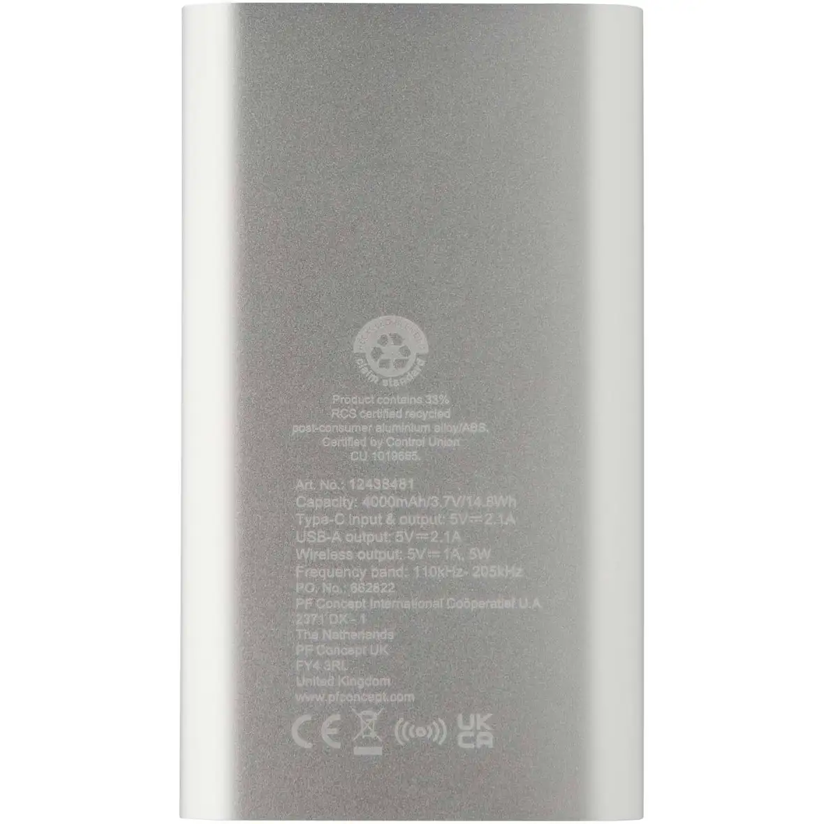 4000 mAh Typ-C kabellose Powerbank aus recyceltem Aluminium – Ansicht 9