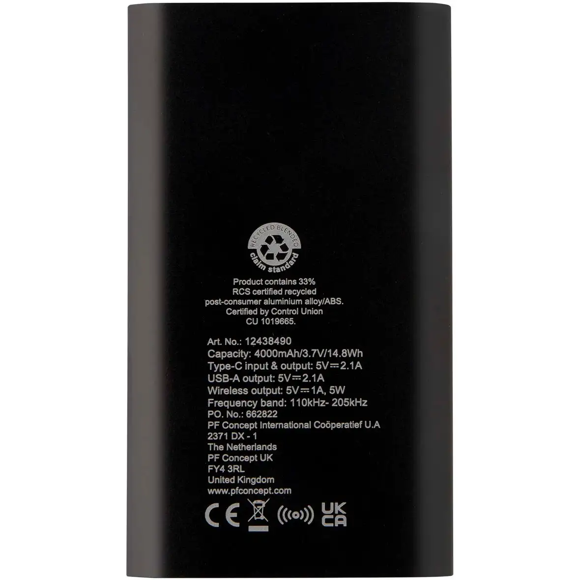4000 mAh Typ-C kabellose Powerbank aus recyceltem Aluminium – Ansicht 15
