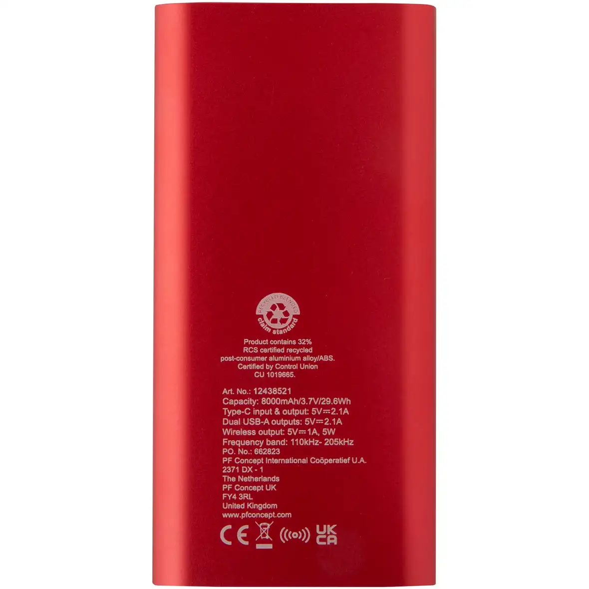 8000 mAh Typ-C kabellose Powerbank aus recyceltem Aluminium – Ansicht 3