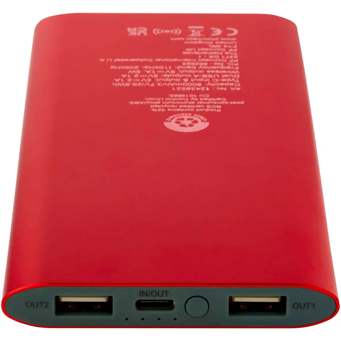 8000 mAh Typ-C kabellose Powerbank aus recyceltem Aluminium – Ansicht 4
